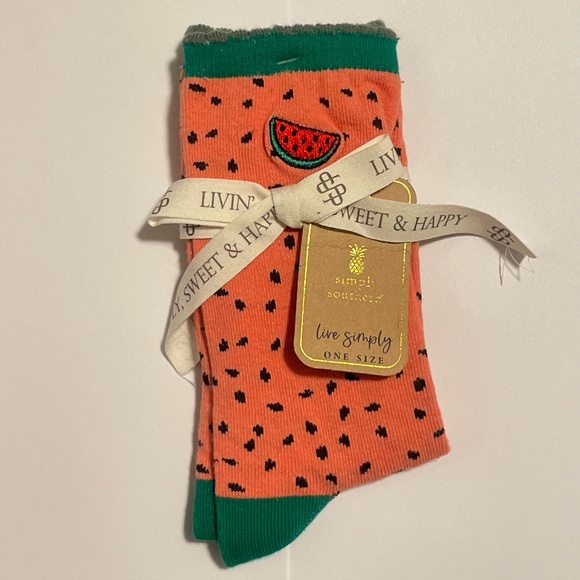 Simply Southern Socks Watermelon Themed Soft & Cozy | One Size | NEW - Picture 1 of 5